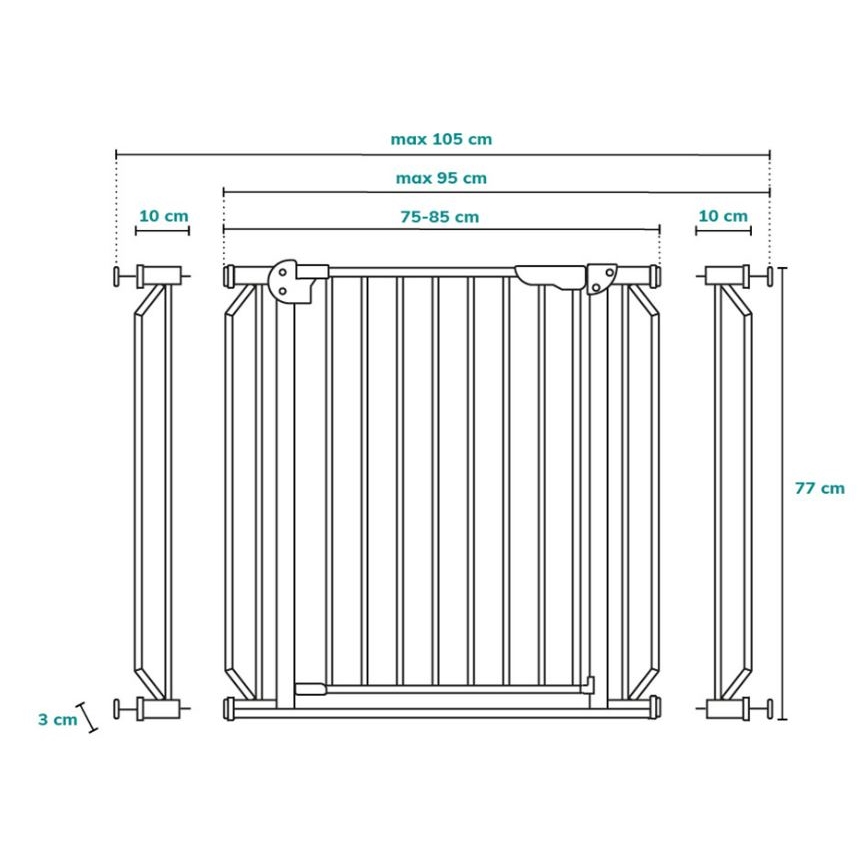 Lionelo - Sigurnosna pregrada TRUUS SLIM LED 1xAAA siva