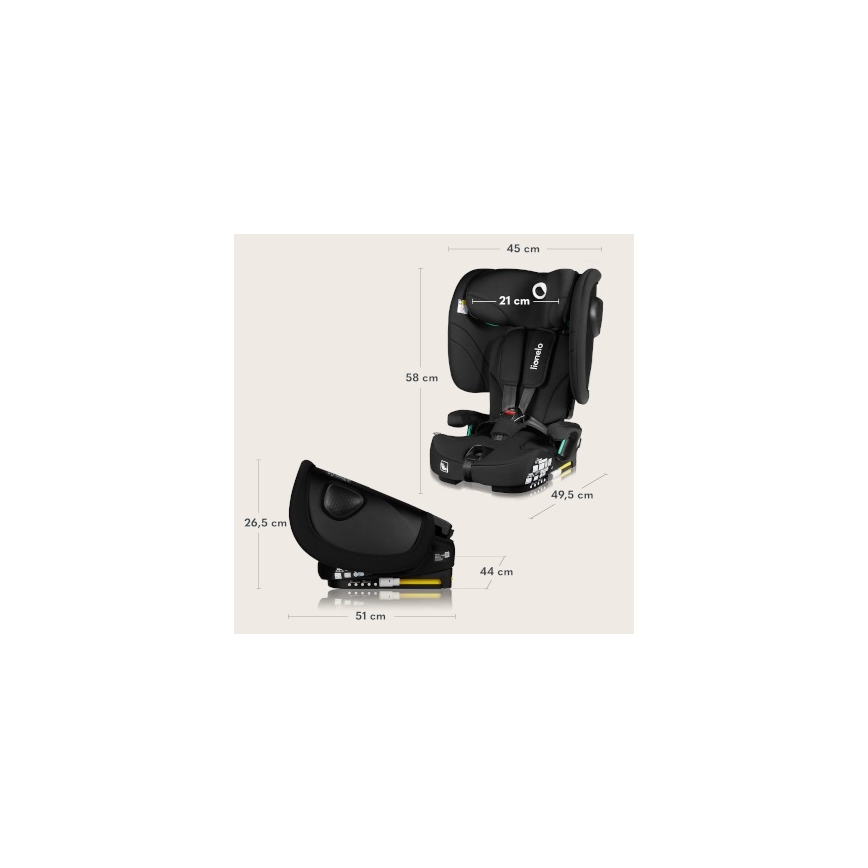 Lionelo - Sklopiva autosjedalica NELLY i-Size 76-150 cm Crni karbon