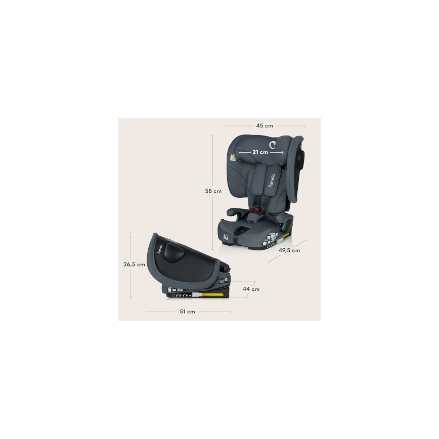 Lionelo - Sklopiva autosjedalica NELLY i-Size 76-150 cm Siva grafit