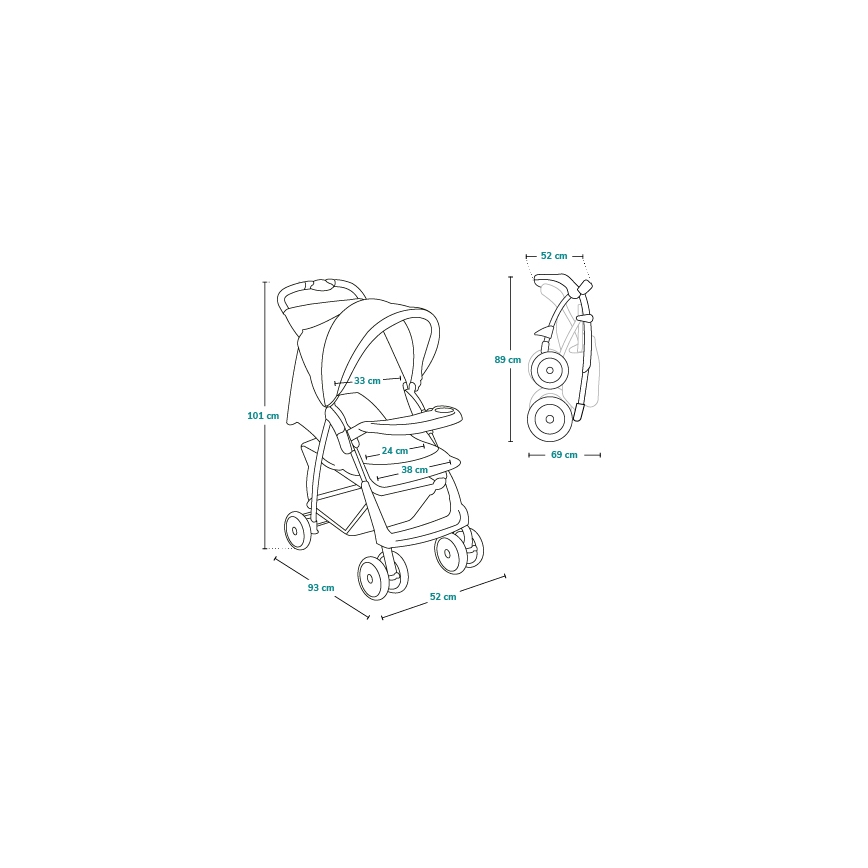 Lionelo - Sportska dječja kolica EMMA PLUS zelena/crna