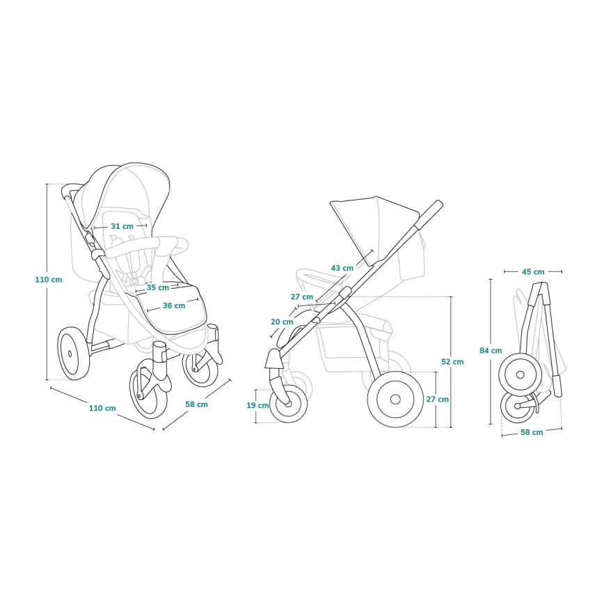 Lionelo - Sportski kolica ANNET PLUS crna