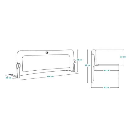 Lionelo - Zaštitna ograda za krevet EVA, siva