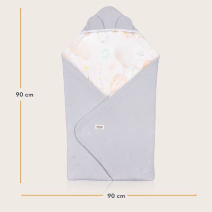 Lionelo - Zavinovača za autosjedalicu TRAVEL SWADDLE 90x90 cm Grey Baloon