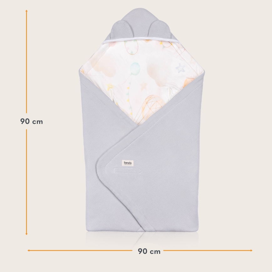 Lionelo - Zavinovača za autosjedalicu TRAVEL SWADDLE 90x90 cm Grey Baloon