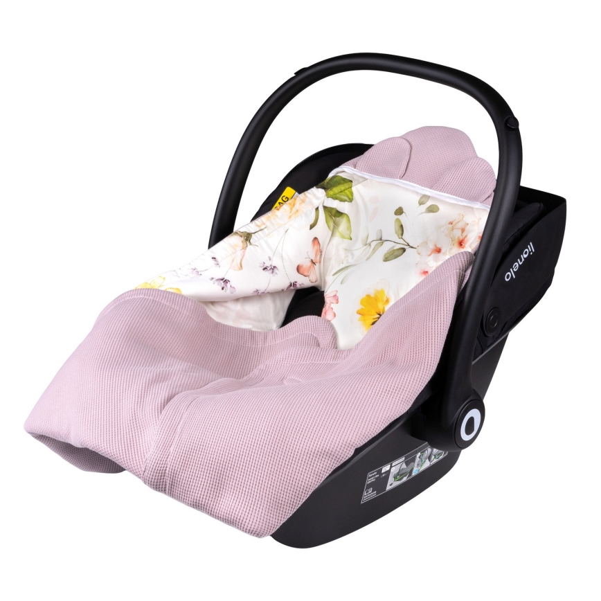 Lionelo - Zavinovača za autosjedalicu TRAVEL SWADDLE 90x90 cm Roza Cvijet
