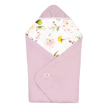 Lionelo - Zavinovača za autosjedalicu TRAVEL SWADDLE 90x90 cm Ružičasti cvjetni uzorak