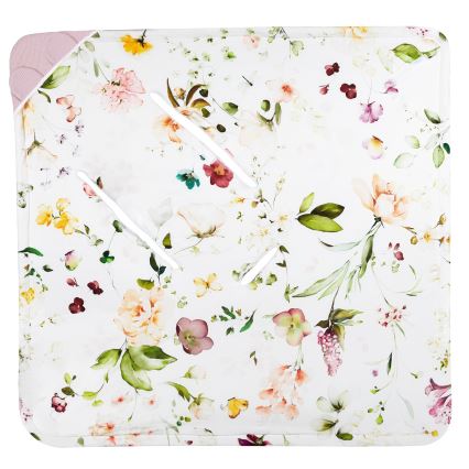 Lionelo - Zavinovača za autosjedalicu TRAVEL SWADDLE 90x90 cm Ružičasti cvjetni uzorak