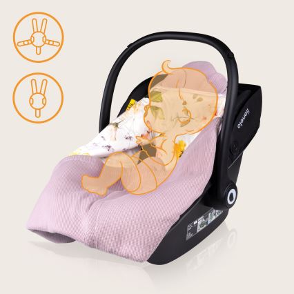 Lionelo - Zavinovača za autosjedalicu TRAVEL SWADDLE 90x90 cm Ružičasti cvjetni uzorak