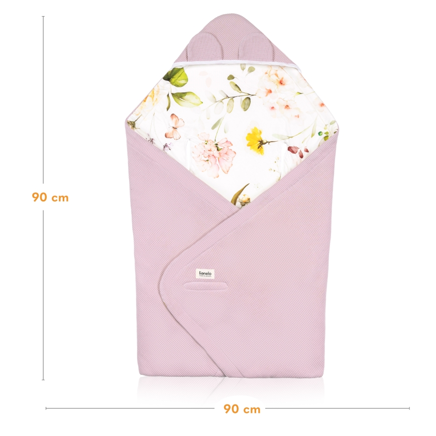 Lionelo - Zavinovača za autosjedalicu TRAVEL SWADDLE 90x90 cm Ružičasti cvjetni uzorak