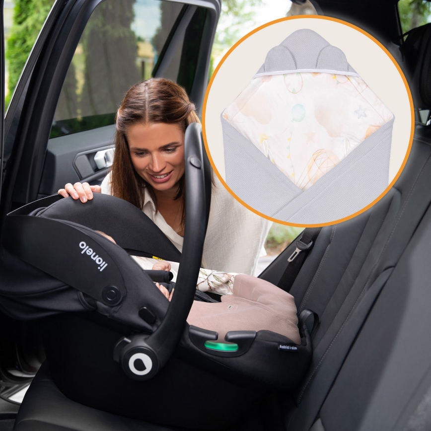 Lionelo - Zavinovača za autosjedalicu TRAVEL SWADDLE 90x90 cm Siva Balon