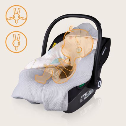 Lionelo - Zavinovača za autosjedalicu TRAVEL SWADDLE 90x90 cm Siva Balon