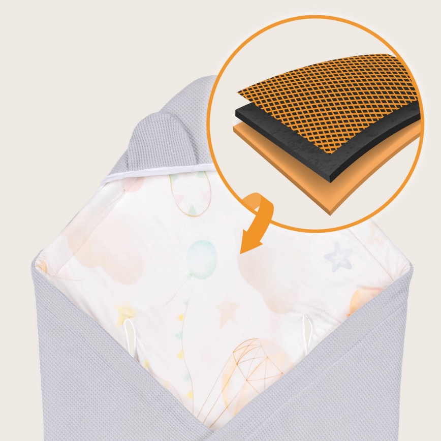 Lionelo - Zavinovača za autosjedalicu TRAVEL SWADDLE 90x90 cm Siva Balon