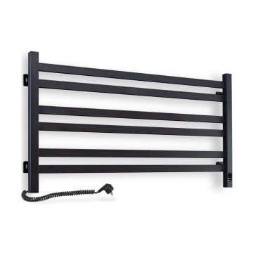 Ljestvičasti radijator za kupaonicu s termostatom AVANGARD, 316 W/230 V, 50,6 cm, IP44, crni, lijevi, pravokutni