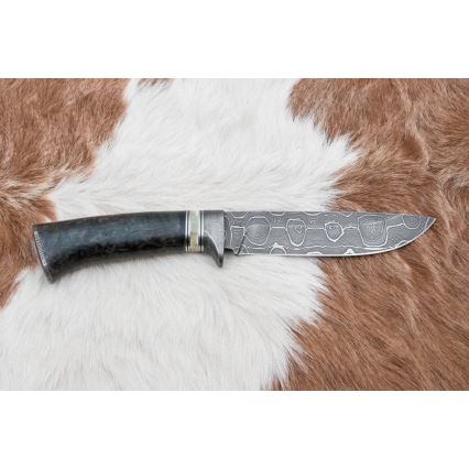 Lovački damask nož 13,8 cm breza/devina kost