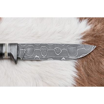 Lovački damask nož 13,8 cm breza/devina kost