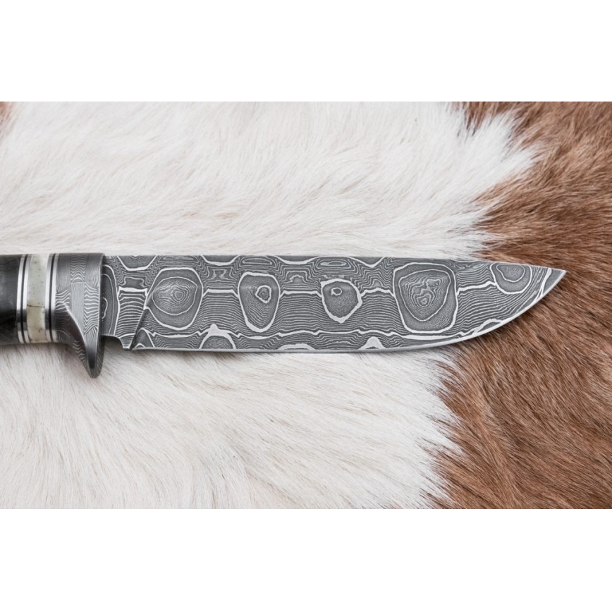 Lovački damask nož 13,8 cm breza/devina kost