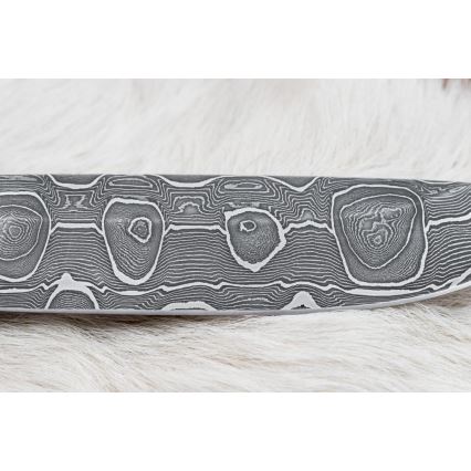 Lovački damask nož 13,8 cm breza/devina kost