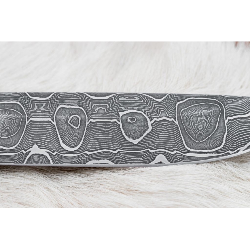 Lovački damask nož 13,8 cm breza/devina kost