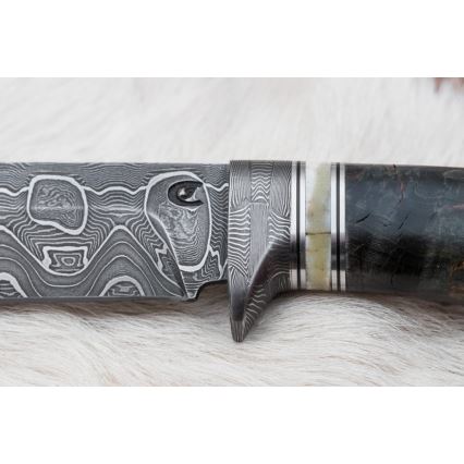 Lovački damask nož 13,8 cm breza/devina kost