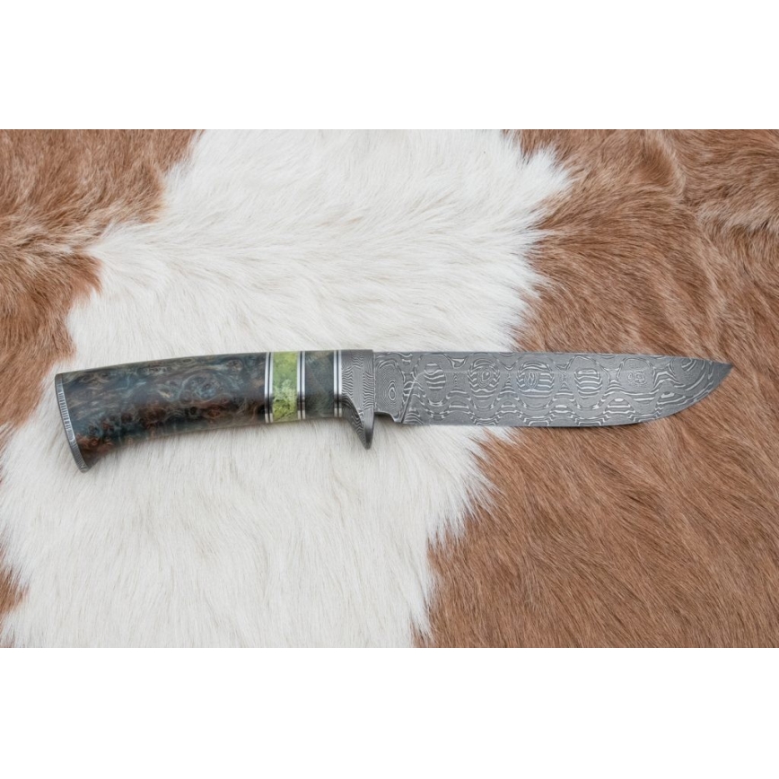 Lovački damask nož 14,5 cm joha/serpentinit