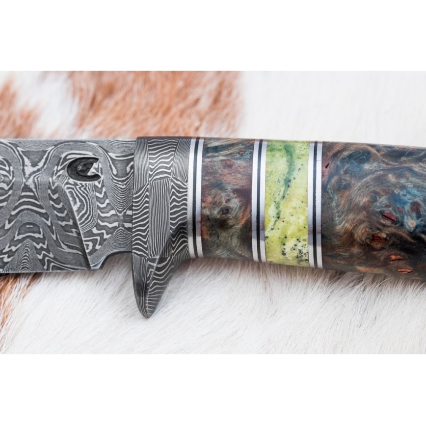 Lovački damask nož 14,5 cm joha/serpentinit