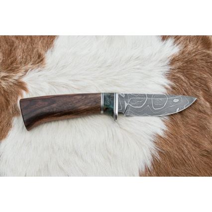 Lovački damask nož 9,7 cm orah/javor