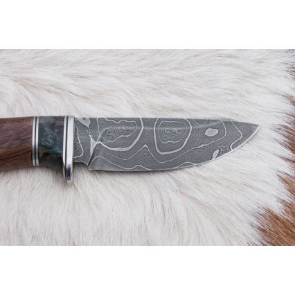 Lovački damask nož 9,7 cm orah/javor