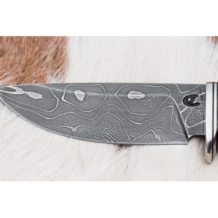 Lovački damask nož 9,7 cm orah/javor