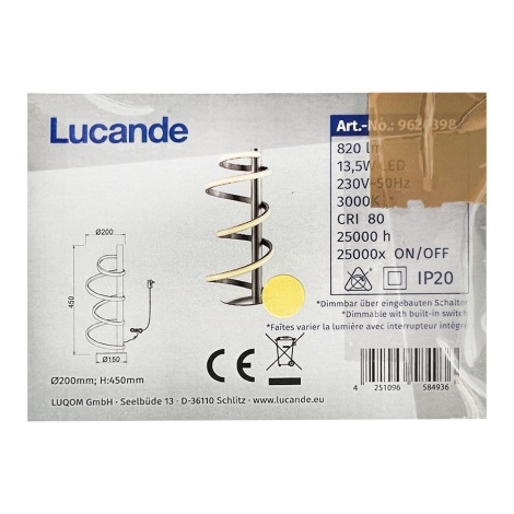 Lucande - LED Prigušiva stolna lampa MILORA LED/13,5W/230V