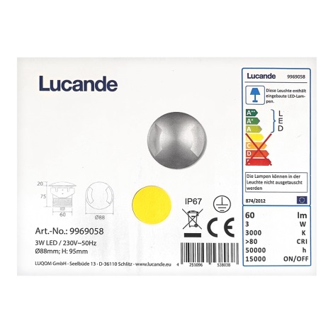 Lucande - LED Vanjska ugradbena svjetiljka HELENE LED/3W/230V IP67
