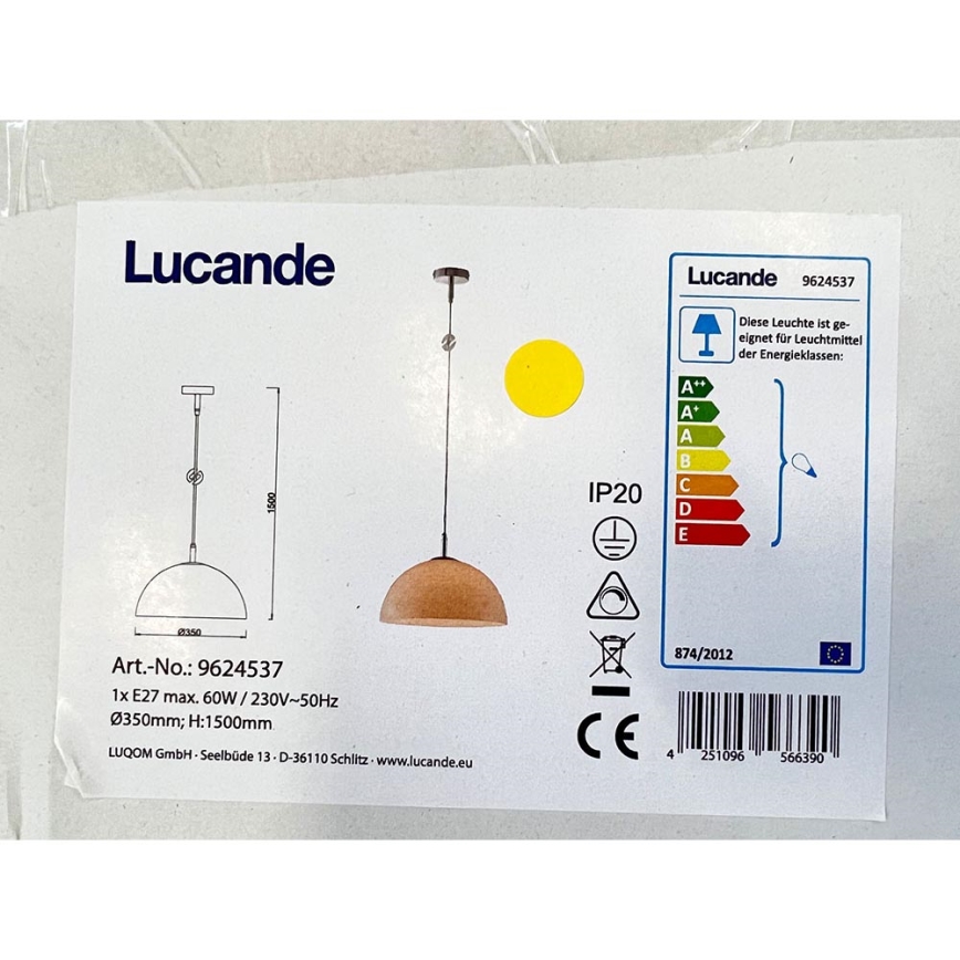 Lucande - Luster na sajli LOURENCO 1xE27/60W/230V