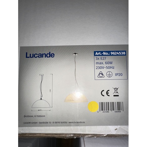 Lucande - Luster na sajli LOURENCO 3xE27/60W/230V
