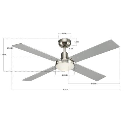 Lucci Air 210334 - Stropni ventilator AIRFUSION QUEST 1xE27/60W/230V drvo/mat krom + daljinski upravljač