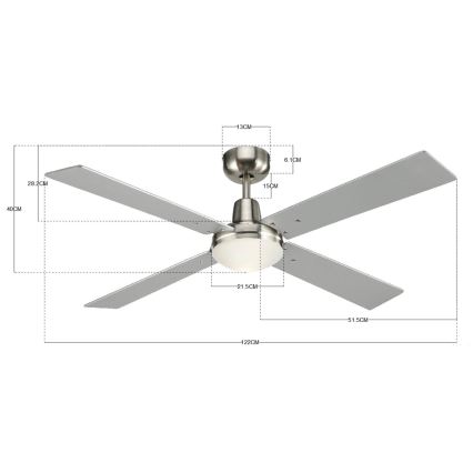 Lucci Air 210334 - Stropni ventilator AIRFUSION QUEST 1xE27/60W/230V drvo/krom + daljinski upravljač