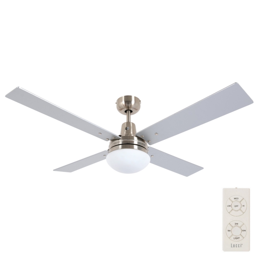 Lucci Air 210334 - Stropni ventilator AIRFUSION QUEST 1xE27/60W/230V drvo/mat krom + daljinski upravljač
