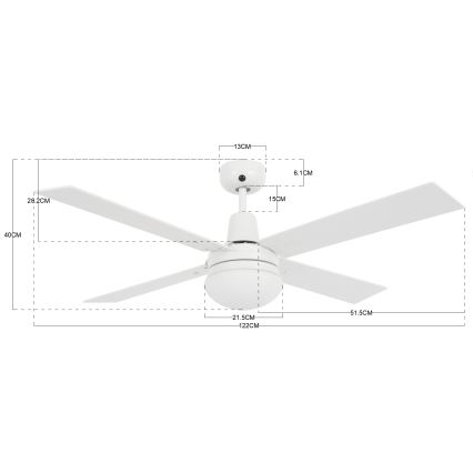 Lucci Air 210339 - Stropni ventilator AIRFUSION QUEST 1xE27/60W/230V bijela/drvo + daljinski upravljač