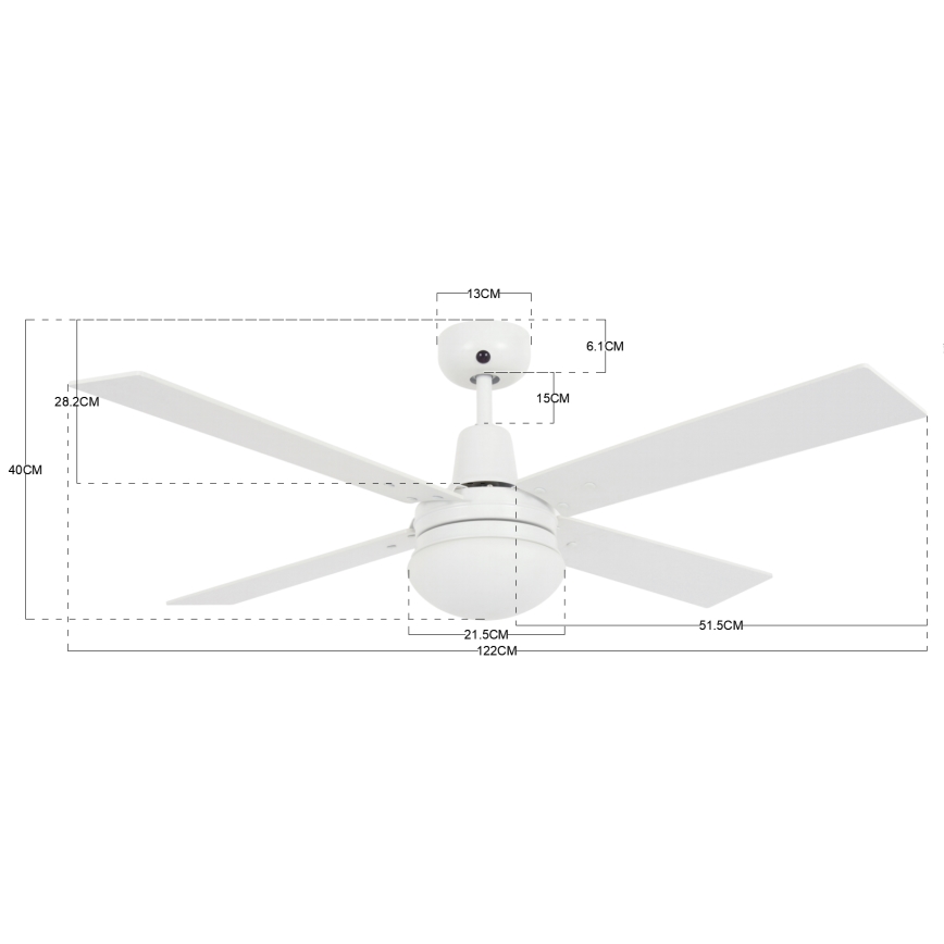 Lucci Air 210339 - Stropni ventilator AIRFUSION QUEST 1xE27/60W/230V bijela/drvo + daljinski upravljač