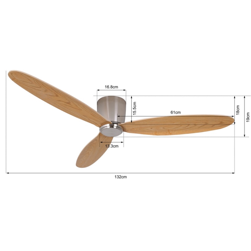 Lucci air 210519 - Stropni ventilator AIRFUSION RADAR sjajni krom/drvo + daljinski upravljač