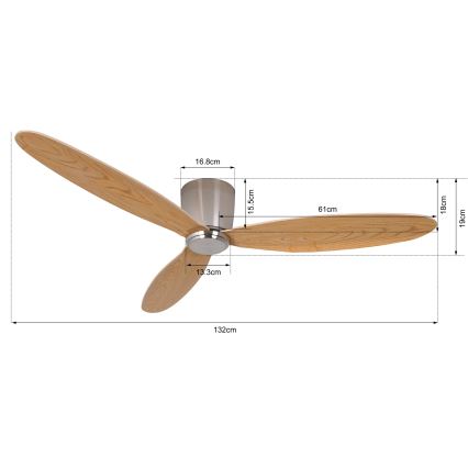 Lucci air 210519 - Stropni ventilator AIRFUSION RADAR sjajni krom/drvo + daljinski upravljač
