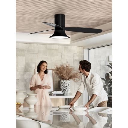 Lucci Air 210662 - LED stropni ventilator s prigušivanjem FLUSSO 1xGX53/18W/230V drvo/crna + daljinski upravljač