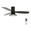 Lucci Air 210662 - LED stropni ventilator s prigušivanjem FLUSSO 1xGX53/18W/230V drvo/crna + daljinski upravljač