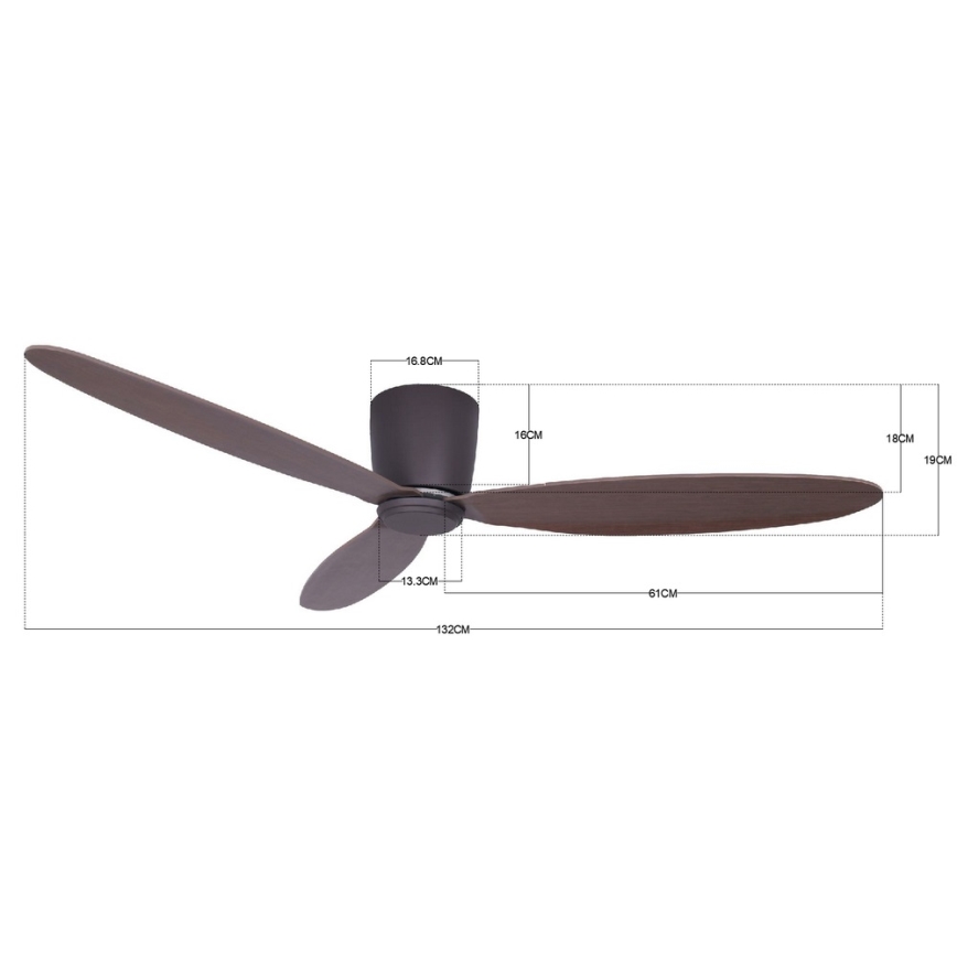 Lucci air 212883 - Stropni ventilator AIRFUSION RADAR drvo/smeđa Ø 132 cm + daljinski upravljač