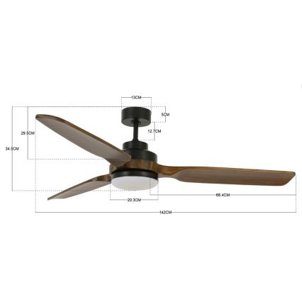 Lucci air 213054 - LED Stropni ventilator SHOALHAVEN GX53/17W/230V crna/paulovnija + daljinski upravljač