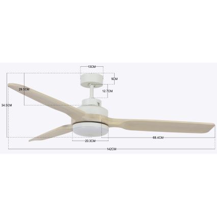 Lucci air 213055 - LED stropni ventilator SHOALHAVEN GX53/17W/230V paulovnija/bijela Ø 142 cm + daljinski upravljač