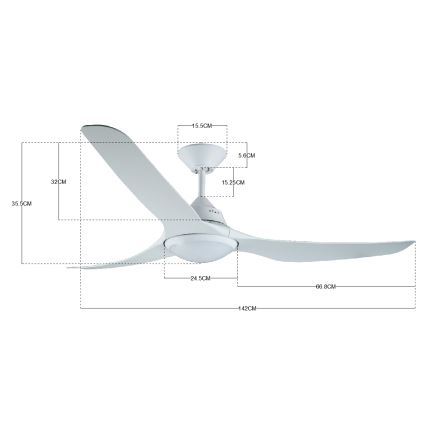 Lucci air 213096 - LED Stropni ventilator MARINER LED/15W/230V bijela + daljinski upravljač