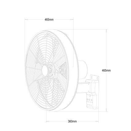 Lucci air 213124 - Zidni ventilator BREEZE 55W/230V crna + daljinski upravljač