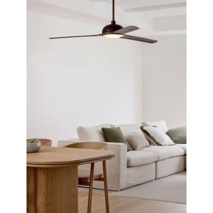 Lucci air 213301- LED Prigušivi stropni ventilator UNIONE 1xGX53/12W/230V smeđa/sjajni krom + daljinski upravljač