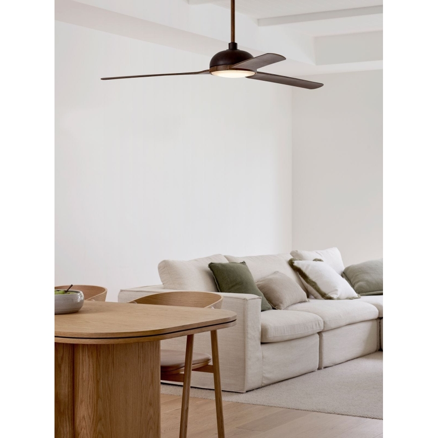 Lucci air 213301- LED Prigušivi stropni ventilator UNIONE 1xGX53/12W/230V smeđa/sjajni krom + daljinski upravljač