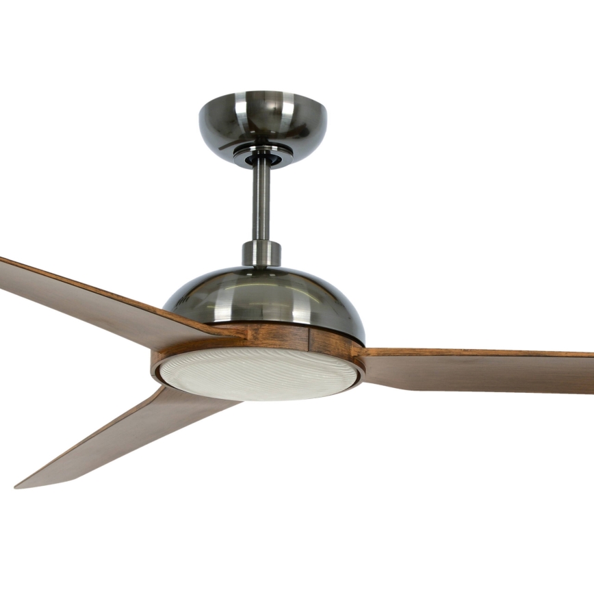 Lucci air 213301- LED Prigušivi stropni ventilator UNIONE 1xGX53/12W/230V smeđa/sjajni krom + daljinski upravljač
