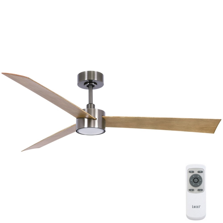 Lucci air 21610449 - LED Prigušivi stropni ventilator CLIMATE 1xGX53/12W/230V smeđa/sjajni krom + daljinski upravljač